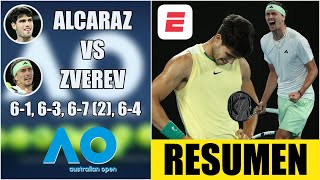 Carlos Alcaraz vs Alexander Zverev  RESUMEN HIGHLIGHTS  Cuartos de Final  Australian Open 2024 [upl. by Arretak]