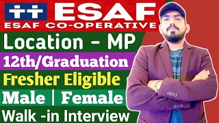 ESAF cooperative hiring freshers  walk in interview  eligibility  location  salary  job role [upl. by Puduns500]