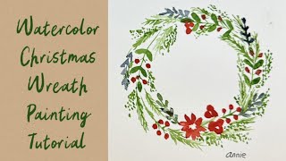 Watercolor Christmas Wreath Painting Tutorial For Kids [upl. by Mulligan]