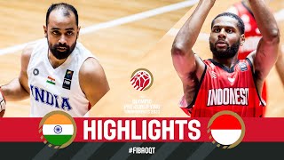 India 🇮🇳 v Indonesia 🇮🇩  Basketball Game Highlights  FIBA Olympic PreQualif Tournament 2023 Syria [upl. by Dermott]