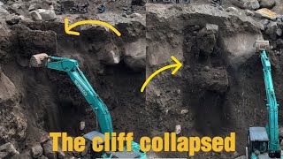 Sand Mining indonesia  EXCAVATOR WORKS DIGGING SAND CLIFF COLLAPSES [upl. by Derick653]