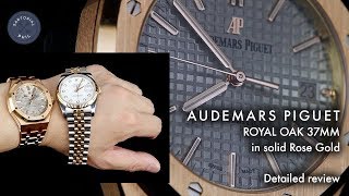 Audemars Piguet Royal Oak 37mm solid 18kt rose gold Detailed review Rolex comparison and macro [upl. by Bagger]