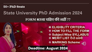 50 PhD Seats in State University  PhD Admission 2024  How to fill form Syllabus etc [upl. by Enwad]