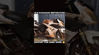 Old kawasaki superbike restoration  Restored old bike to New restoration shorts [upl. by Anaujal]