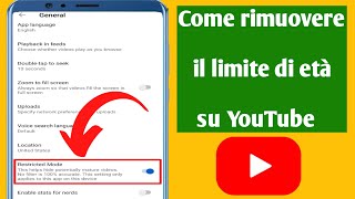 Come rimuovere la restrizione di età su YouTubeImpostazioni di restrizione di età su YouTube [upl. by Ricardo]