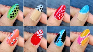 8 easy nail art designs using dotting tools  Nail art at home 🏡 [upl. by Ecirtaemed]