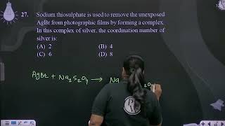 Sodium thiosulphate is used to remove the unexposed AgBr from photographic films by forming a co [upl. by Haile567]