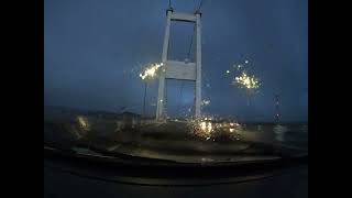 SEVERN BRIDGE CHEPSTOW TO AVONMOUTH DRIVING FROM WALES ON A WINTER EVENING IN RAIN [upl. by Earas]