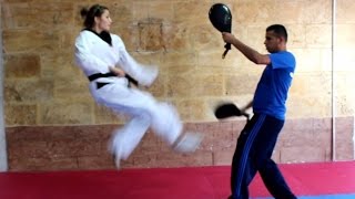 Taekwondo Four Kicks Two Double Roundhouse Kick [upl. by Ardrey]