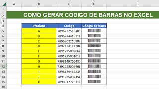 Como Gerar Código de Barras no Excel  Método mais fácil e rápido [upl. by Ives]