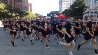 2016 Stephen Siller Tunnel to Towers Run Army cadets finish together [upl. by Yeliak]