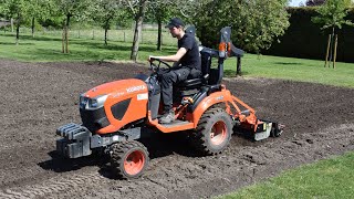 Kubota BX231  Tuinen De Baets  frezen amp rotoreggen [upl. by Atteuqahc]