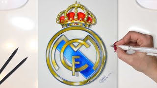 DRAWING REALI MADRID REALISTIC LOGO [upl. by Emmy949]