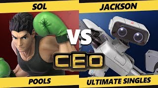 CEO 2019 SSBU  Noble  Sol Little Mac Vs Jackson ROB Smash Ultimate Tournament Pools [upl. by Halika118]