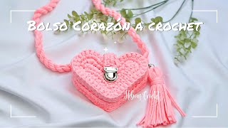 Bolso Corazon Tejido a Crochet💝Heart Bag  Tutorial paso a paso Hebras Crochet [upl. by Delora]