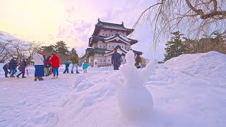 4K・ Snowy Japan  Walk to Hirosaki castle・4K HDR [upl. by Diahann987]