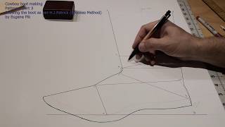 Cowboy boot making Patterns part 3 Drawing the boot [upl. by Crichton]