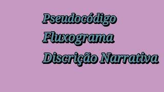 Aula 1  Algoritmo pseudocódigo fluxograma e descrição narrativa e linguagem de [upl. by Yevreh]