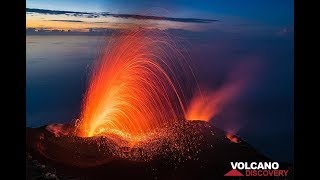 Stromboli volcano Italy erupts in spectacular fireworks  January 2019 [upl. by Bordiuk]