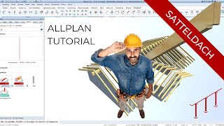 Allplan Holzdach Sparren verlegen schneiden Pfetten Gaube Erker Dachebene Ebenenmanager [upl. by Eitsim119]