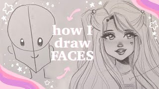 🌸 How I Draw Faces 🌸  easy tutorial my art style [upl. by Whitson]