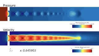 Transonic Flow through a Perforated Plate 01 Pressure and Velocity Magnitude [upl. by Anidam]