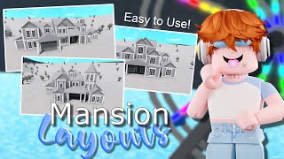 3 FREE Bloxburg MANSION Layouts  StepbyStep Tutorials  Free to Use [upl. by Evslin966]