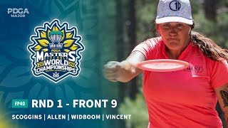 2024 PDGA Masters Disc Golf World Championships  FP40 R1F9  Scoggins Allen Widboom Vincent [upl. by Idou]