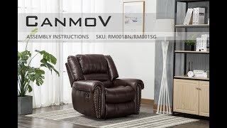 CANMOV RECLINER CHAIR ASSEMBLY INSTRUCTIONS  RM001BN [upl. by Nesnej]