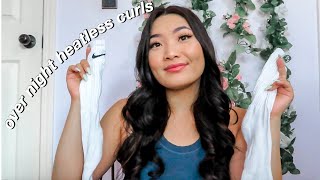 EASY OVERNIGHT HEATLESS CURLS USING SOCKS [upl. by Rausch]