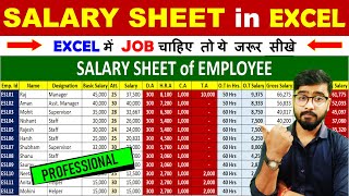 🔥 salary sheet in excel  DA  HRA TA PF ESI GROSS SALARY  MS Excel [upl. by Shuping]