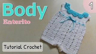 Patrón body enterito pelele a crochet ganchillo para bebe 12 [upl. by Swihart]