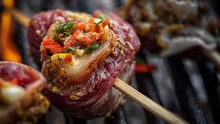 Steak Rolls Recipe  Relaxing Outdoor Cooking [upl. by Zweig663]