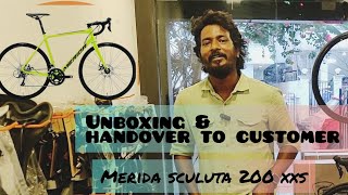 Merida sculuta 200 xxs size unboxing handover to customer happy customer he got proper size [upl. by Doyle]