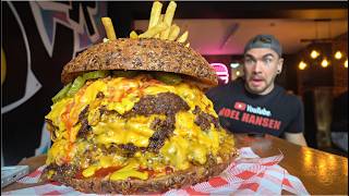 TRYING TO BEAT A 12LB BURGER CHALLENGE WITH 100 PIECES OF CHEESE  Joel Hansen [upl. by Eastman]