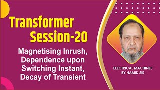 Transformer Session20 Magnetising Inrush Dependence upon Switching Instant Decay of Transient [upl. by Nifares]