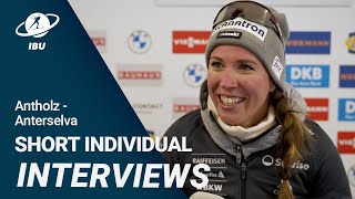 World Cup 2324 AnttholzAnterselva Women Short Individual Interviews [upl. by Eibloc476]