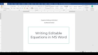 Writing the editable equations in MS Word [upl. by Lareneg436]