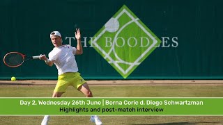 The Boodles 2024  Day 2 Wednesday 26th June  Borna Coric d Diego Schwartzman [upl. by Grannias47]