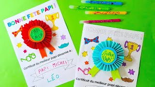 Tuto facile  Fabriquer une cocarde pour la fête des GrandsPères  Activité enfants [upl. by Nasya]