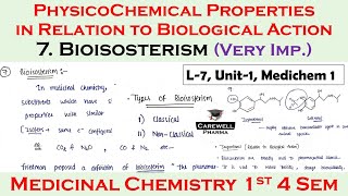 Bioisosterism V Imp  physicochemical properties P5  L7 U1  Medicinal Chemistry 1 [upl. by Fidel]