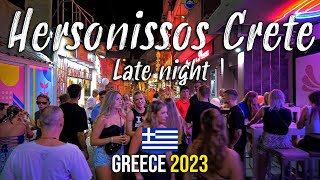 Hersonissos Crete late night walking tour 4k Kreta Greece 2023 [upl. by Loree]