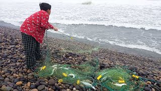 Esta MUJER Saca su Red del Mar y mira los PECES que Atrapan [upl. by Barrow]