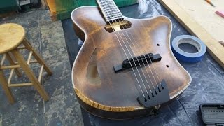 Guitar shop blog Episode 7 Ergonomic Archtop project Part 6 [upl. by Lali]