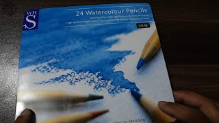 WHSmith Water Colored Pencil Set Unpacking  Trying New Art Supplies [upl. by Hayley]