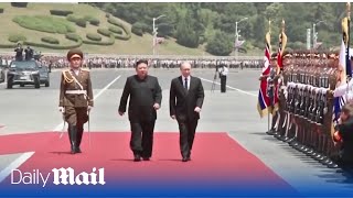 Kim Jong Un welcomes Putin with mighty military parade in North Korea [upl. by Odraner]