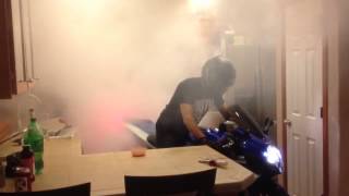 GSXR POWER Burnout in Kitchen  HD [upl. by Aletsirc852]