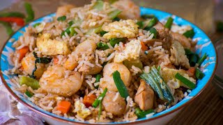 Riz frit au poulet et aux crevettes Riz frit mauricien [upl. by Indnahc]