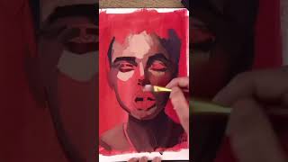 Gouache painting portrait timelapse [upl. by Farlay]