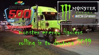 NASCAR Monster Energy Cup Series Haulers rolling into Daytona 2019 [upl. by Elraet]